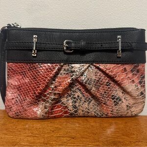 Simply Vera Vera Wang Wristlet Clutch Faux Snakeskin Faux Black Leather Wallet
